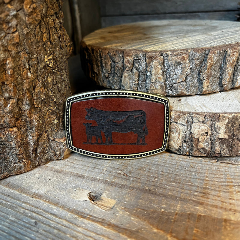 Leather Belt Buckle | Cattle | Standing Cows | Personalized Option
