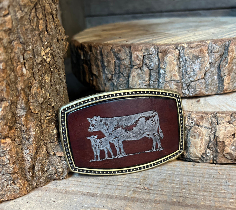 Leather Belt Buckle | Dairy Cow | Personalized Option