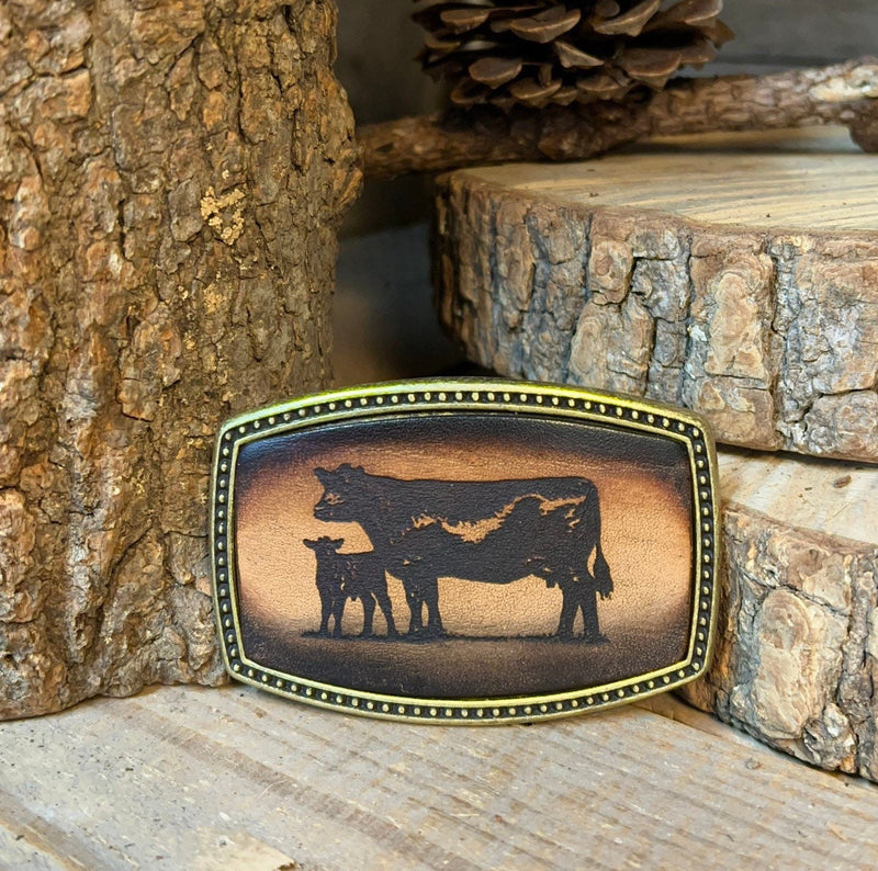 Leather Belt Buckle | Cattle | Standing Cows