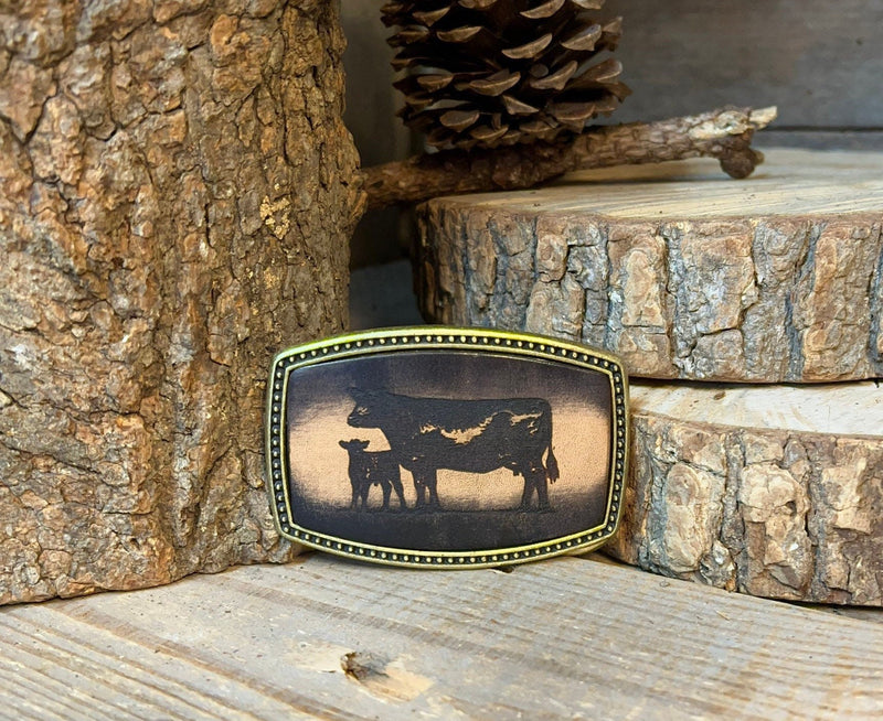 Leather Belt Buckle | Cattle | Standing Cows