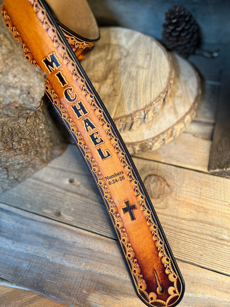 Custom Leather Guitar Strap | Hand Tooled | 2.5"