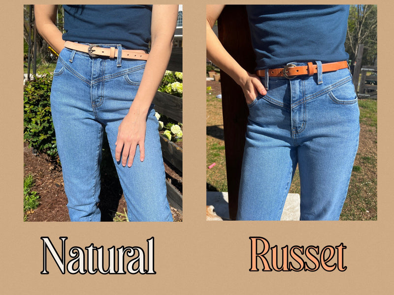 Skinny 'Natural' Leather Belt | 3/4" | for women  | Veg-Tanned Leather- Ready to Patina