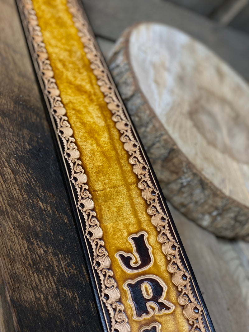 Custom Leather Guitar Strap |  Hand tooled