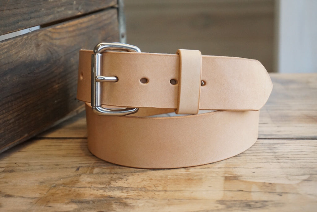 Leather Belt-Wide Natural vegetable-tanned leather belt, 1 3/4 width