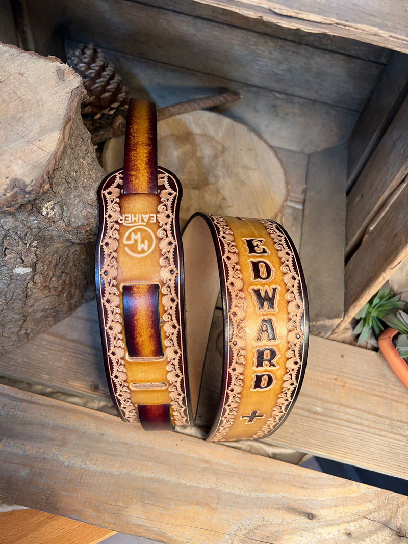 Custom Leather Guitar Strap |  Hand tooled