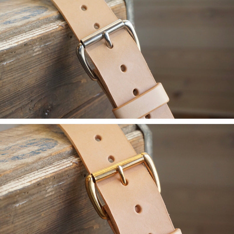 Leather Belt-Wide Natural vegetable-tanned leather belt, 1 3/4" width,
