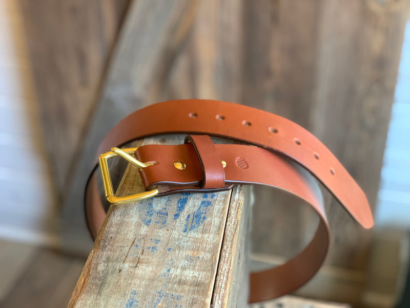 Leather Belt-Wide Golden Brown English Bridle leather belt, 1 3/4" width