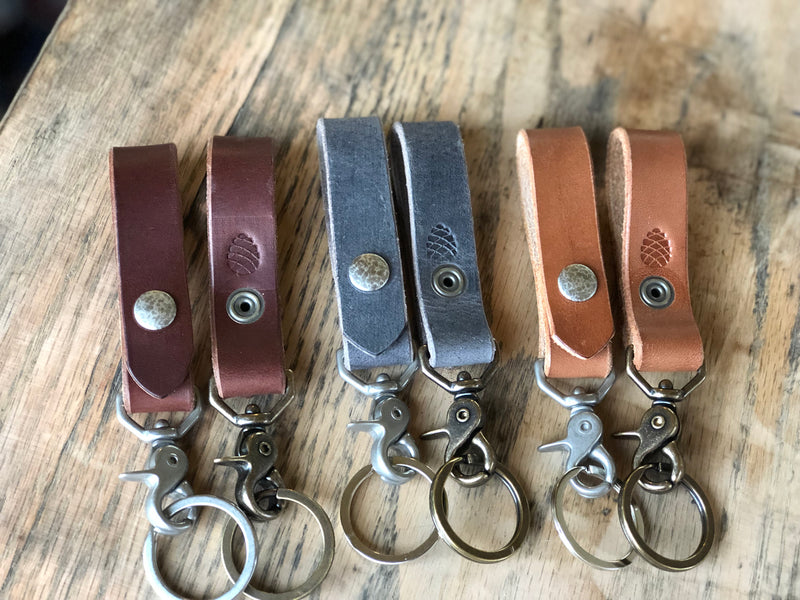 Leather Key Ring | Belt Loop Key Ring | American Bench Craft, Black / Antique Brass
