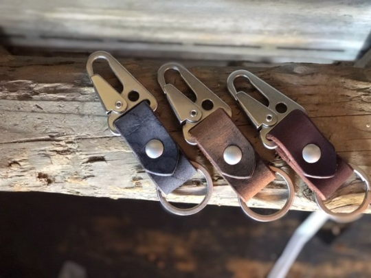 Lever Snap Key Clip-Water Buffalo Leather - M & W Leather